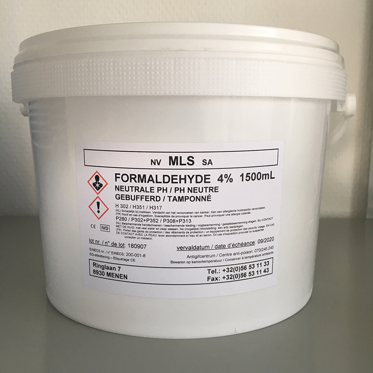 Emmer 2,7L, 1500ml neutrale formaldehyde 4% gebufferd, met deksel en plastieken handvat