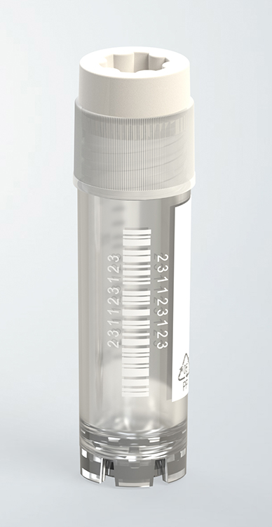 2D CryoGen tube 2ml, avec jupe, bouchon à vis externe et code à barres, stérile Biosigma