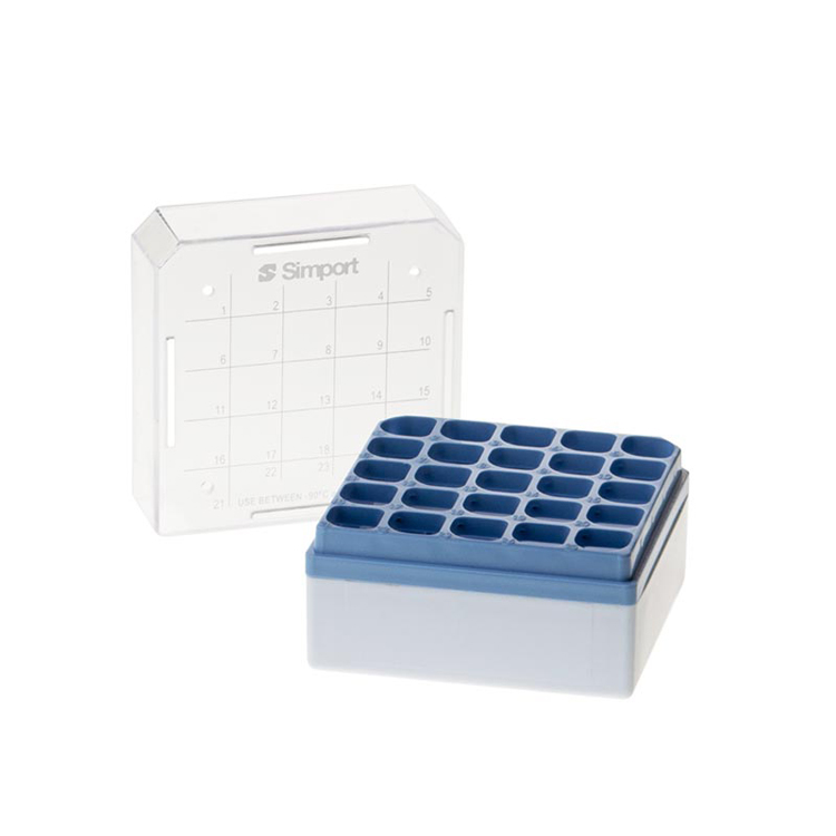 Storage box voor 25 buizen 1-2ml blauw, Simport