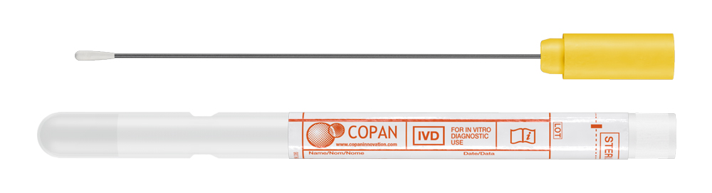 Swab chlamydia, regular aluminium wire, yellow cap, Copan