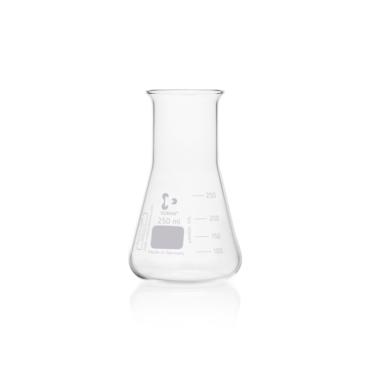 Erlenmeyer wide neck with graduation 250ml Duran