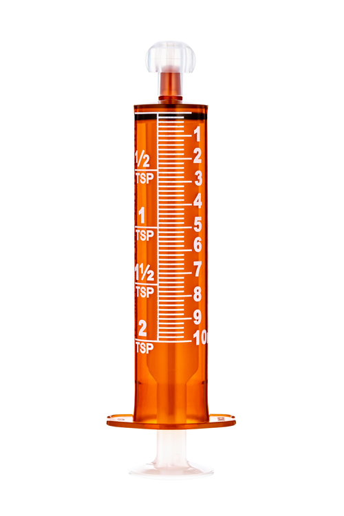 Sol-M orale syringe 10ml, with amber barrel and tip cap, Sol Millennium