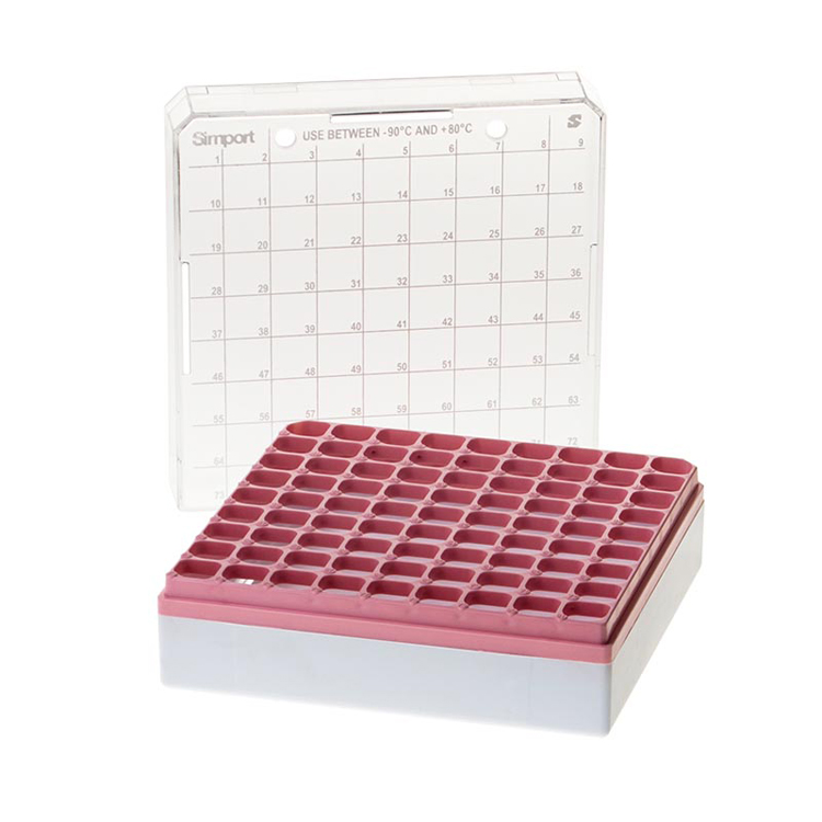 Storage box voor 81 buizen 1-2ml rose, Simport