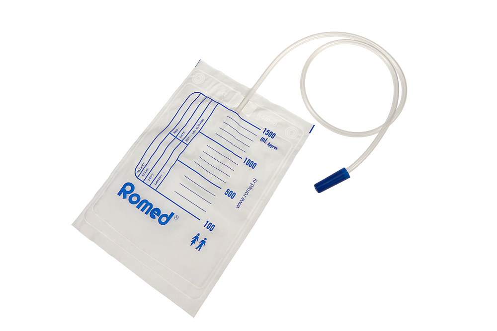 Urinebag 1,5L, without tap and without ventile, hose 90cm, non sterile