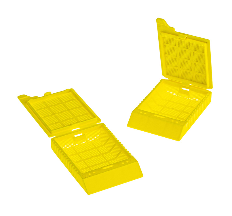 SuperFlo micro biopsie cassette, 1 compartiment with lid yellow, Simport