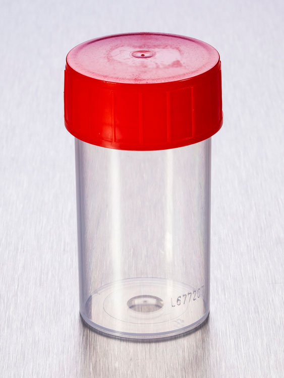 60ml beaker clear plp + screwcap red, Gosselin