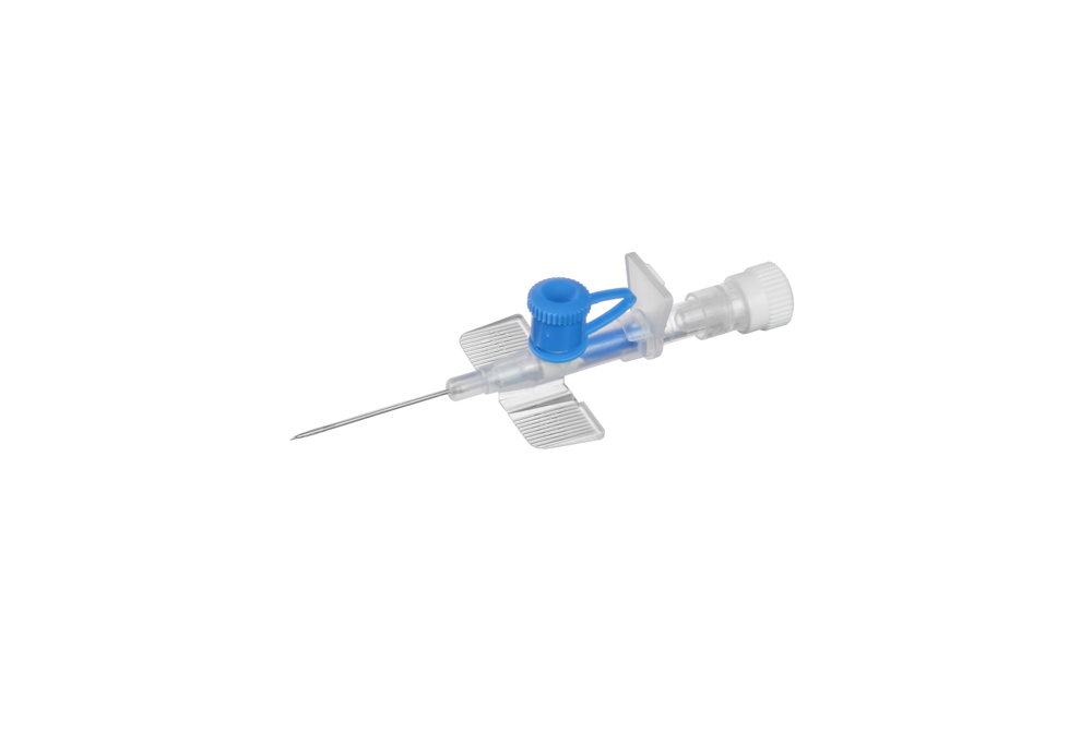 Clip safety IV catheter PUR met poort, 22G,  0,8x25mm, blauw, Vigmed