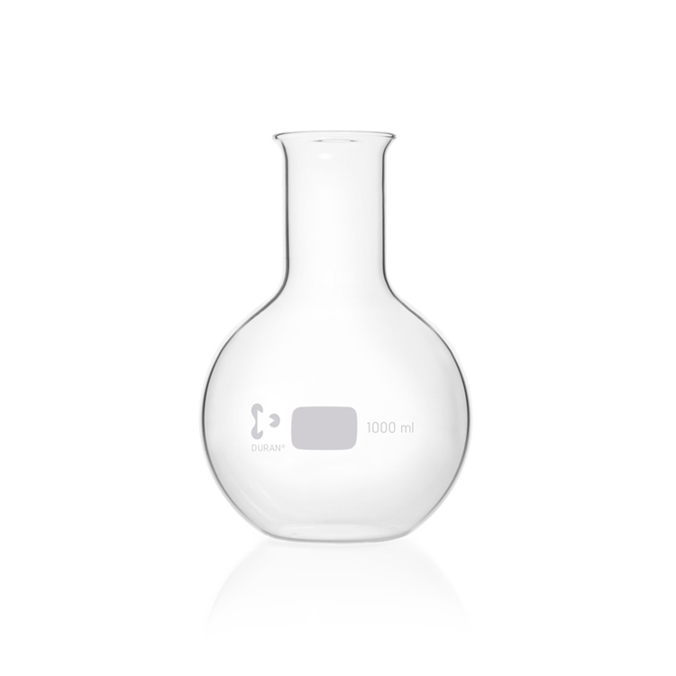 Flat bottom flask with wide neck and beaded rim 1000ml Duran