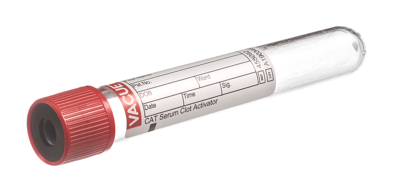 Vacuette tube 9ml, 100x16mm, bouchon à pression rouge, sérum avec activateur de coagulation, Greiner