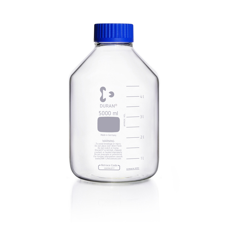 Laboratory bottle 5L wide mouth + GLS 80 tread + screw cap Duran