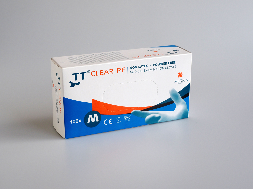 Glove TT Clear PF, vinyl, powder free, MEDIUM, Medica