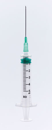 Syringe Emerald 5ml luer cone + needle 21G 1 1/2 BD, thin-wall