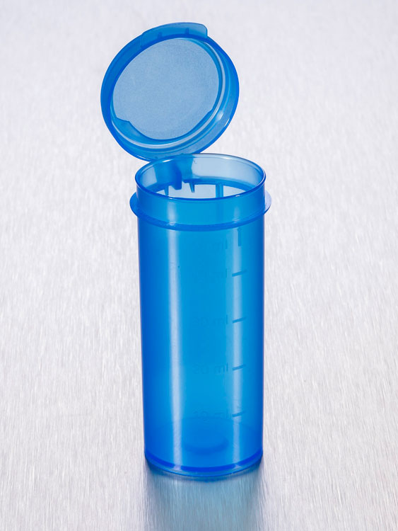 Beker 50ml hoog plp + aanhangend deksel, blauw, Gosselin