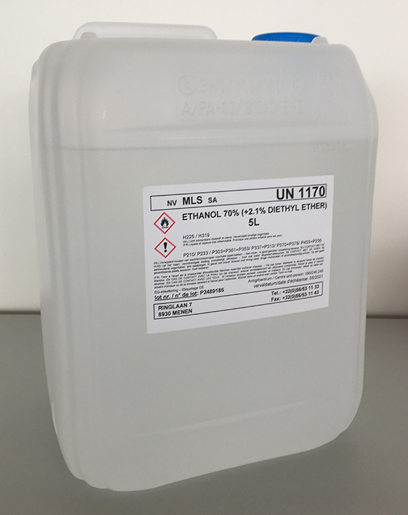 5L Ethanol 70%, 2,1% diethyether, plastiek recipient