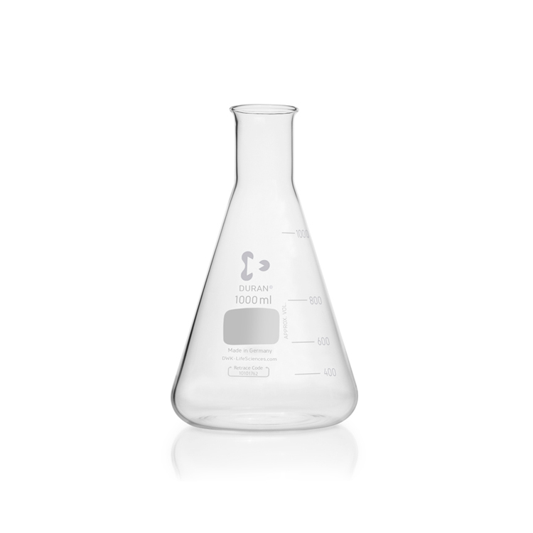 Erlenmeyer narrow neck with graduation 1000ml Duran