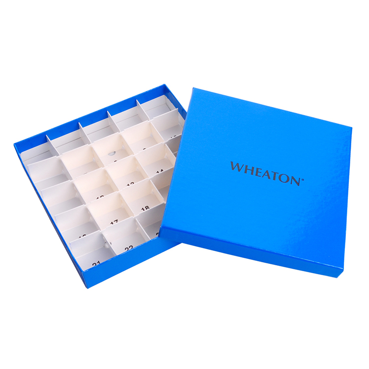 CryoELITE® Tissue vial box with lid, blue, 130x130x25mm, numbered, Wheaton