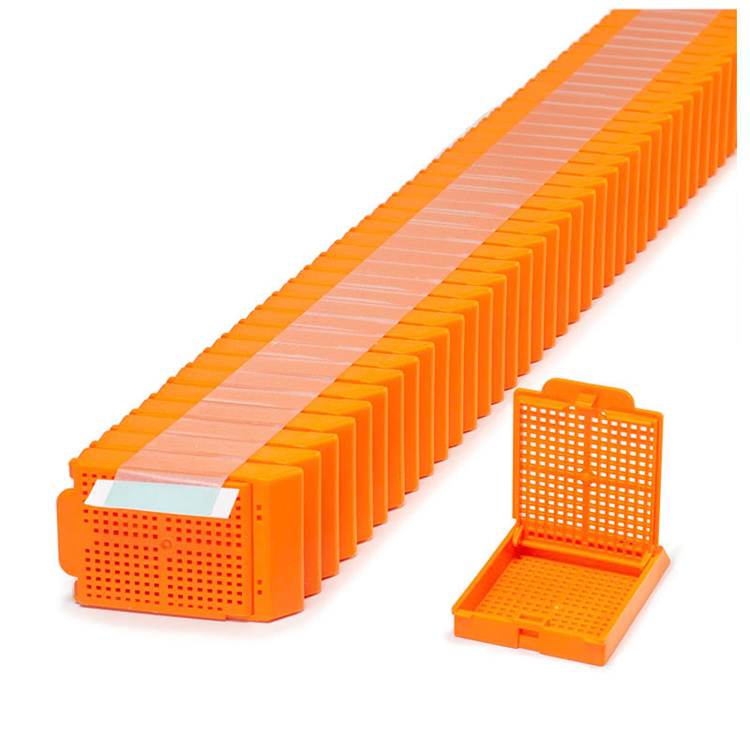 Histosette ll quickload stackable biopsy cassette +lid orange, Simport