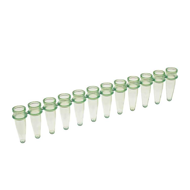 PCR strip of 12 microtubes 0.2ml green PCR, Simport