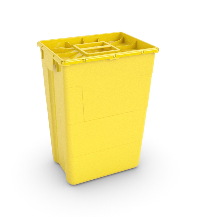 Waste container Evo50 mono, yellow, 50L, 40x30xH56cm, single lid, AP Medical