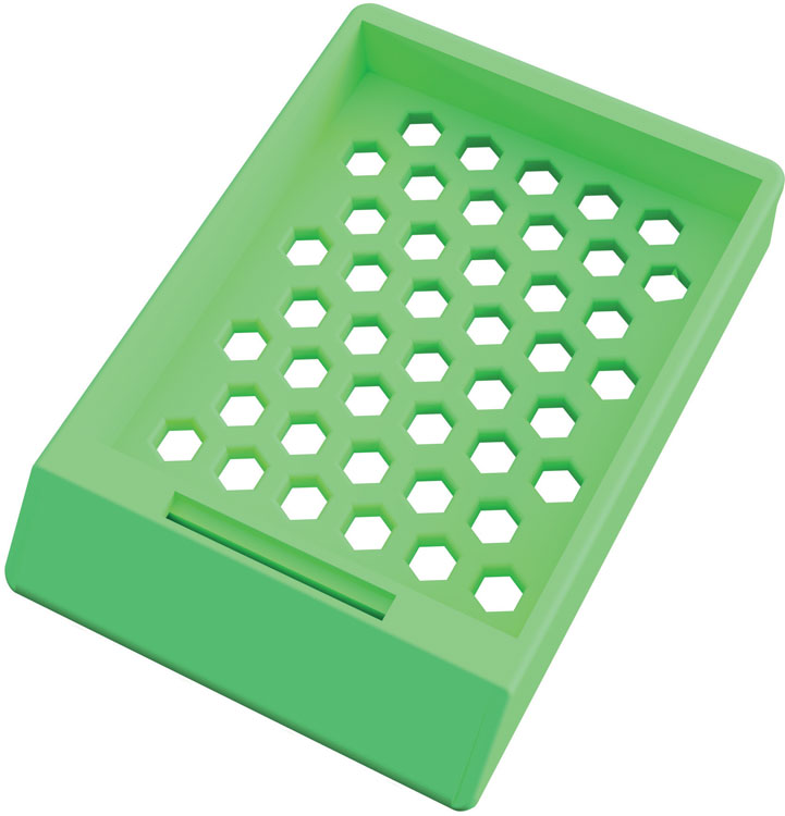 Laser Hex System II cassette, no lid, green,  stacked per 40pcs, Cellpath