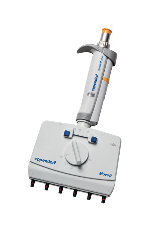 Research plus Move it, 6-channel, variable, 15-300µl, oranje, Eppendorf