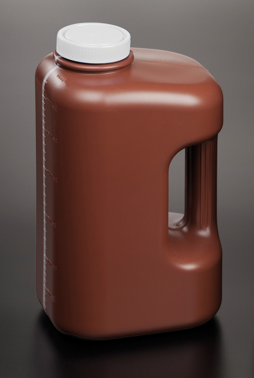 24H urine container, 3L, brown, white screwcap, Deltalab