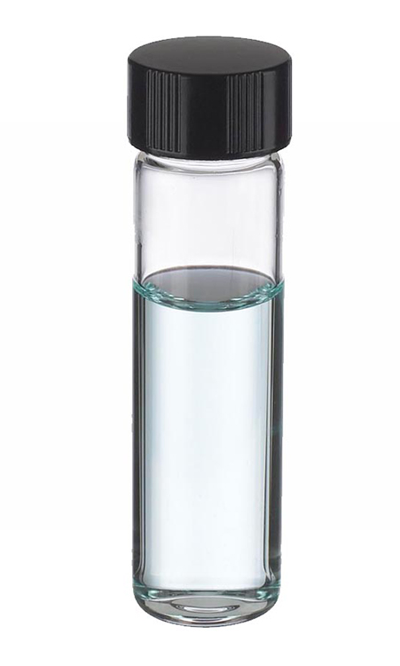 Vial 8ml, clear glass, 15-425 black rubber lined screwcap, height 62mm, Wheaton