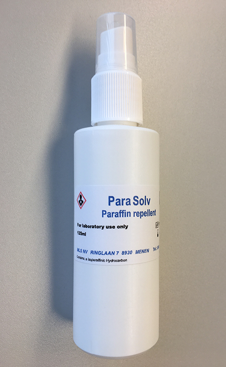 Bottle in HDPE, white, vapo spray, with 100ml parafine solvable