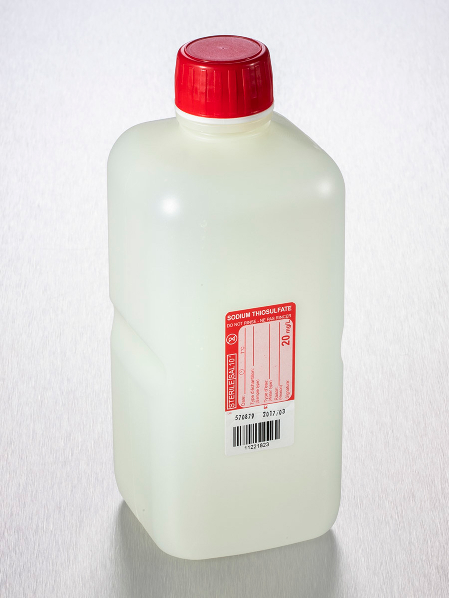 Square bottle 1L +sealable cap + 20mg thiosulfate, sterile per piece, Gosselin