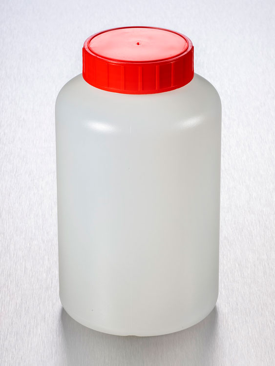 Container 1000ml HDPE round, wide opening, with assembled red cap, Gosselin