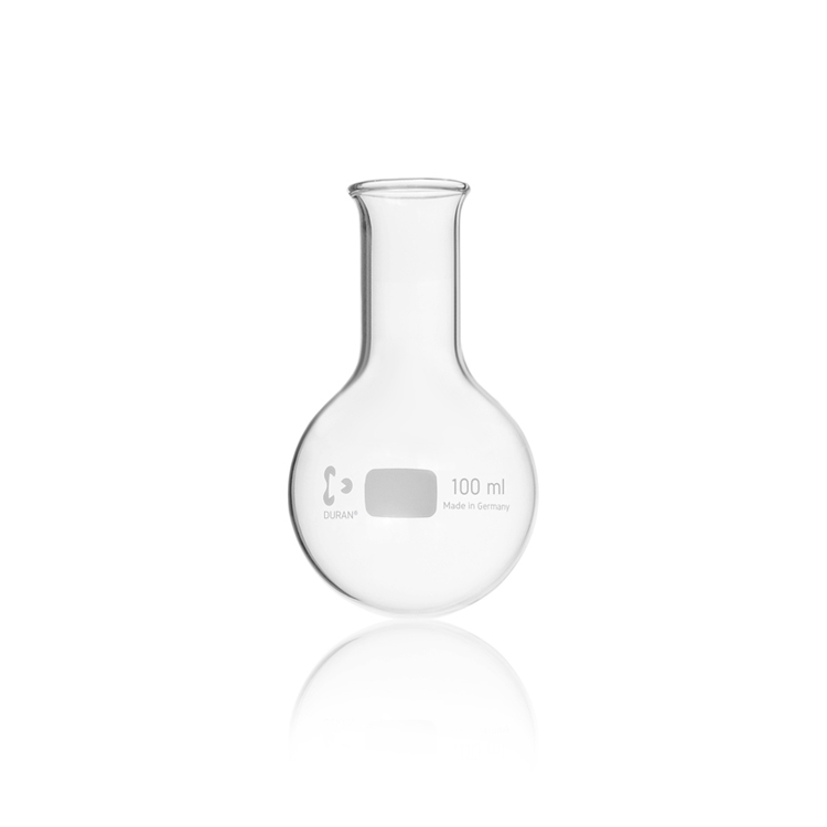 Round bottom flask, narrow neck, with beaded rim, 100ml Duran