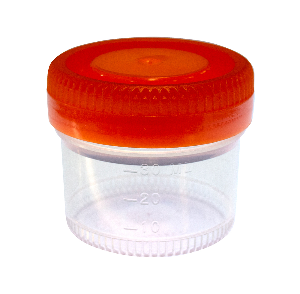 Cellstor beaker 40ml with orange lid, non assembled Cellpath