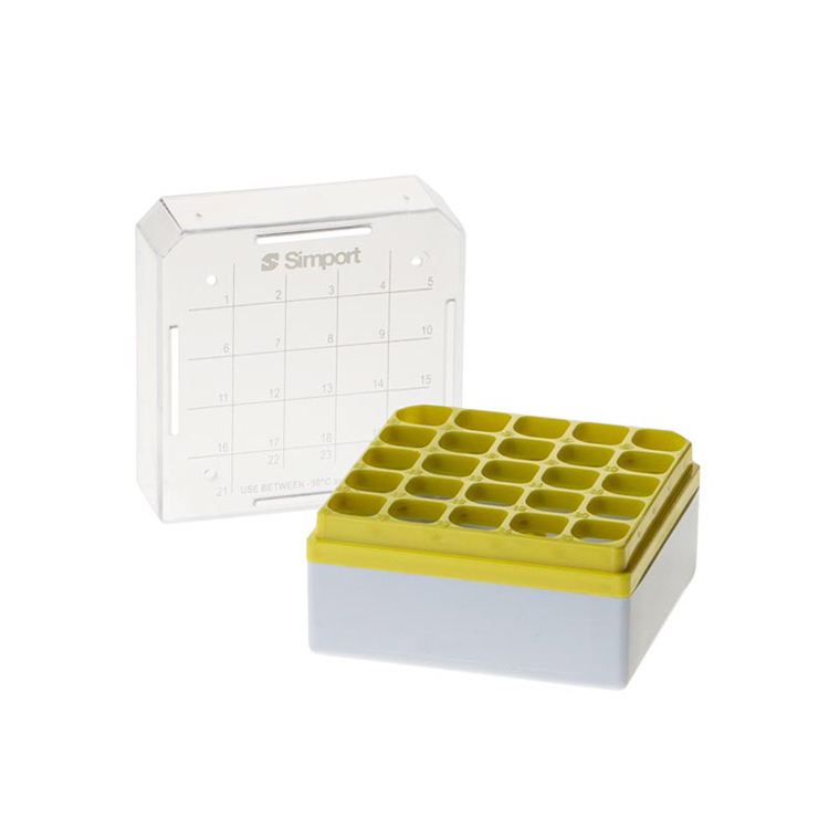 Storage box vuur 25 buizen 1-2ml geel, Simport