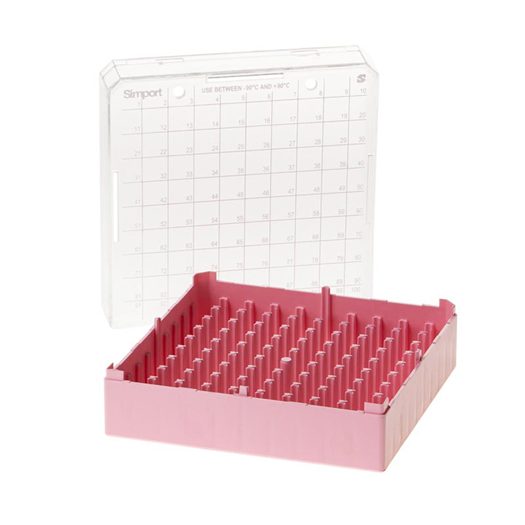 Storage box voor 100 buizen 1-2ml roze, Simport