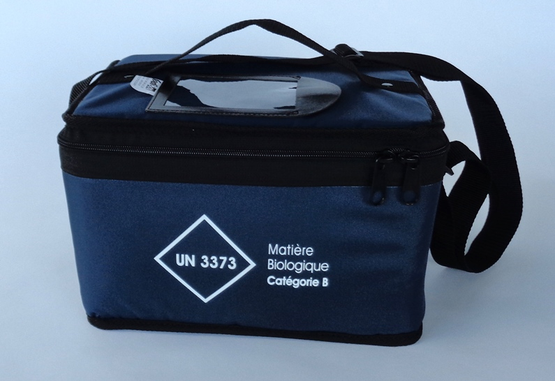 Isothermal bag 9L UN3373 approved, with belt and handle, 32x23x19cm navy blue, SODIBOX