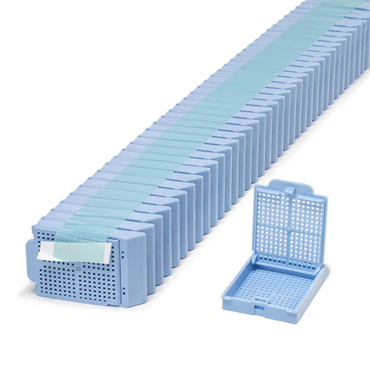 Histosette ll quickload stackable biopsy cassette +lid blue, Simport