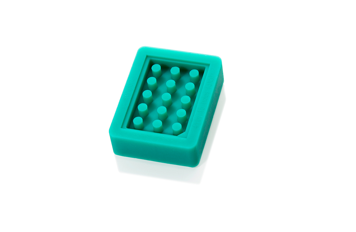 T-Sue microarray moule, 15 noyaux, 4mm, silicone, vert-bleu, 4 aiguilles de ponction inclusif, Simport