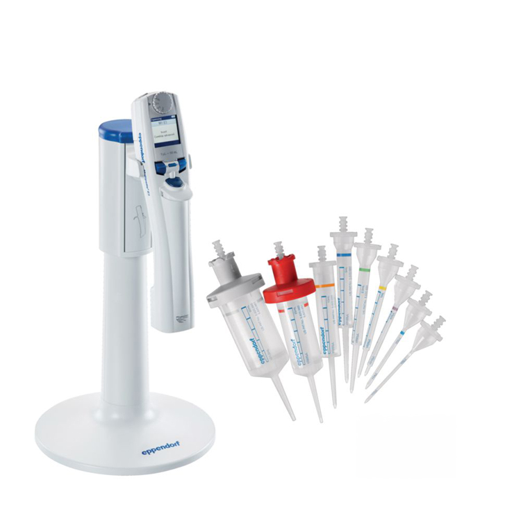 Multipette E3, with charging adapter, 2 combitips adv. assorted packs and charger stand, Eppendorf