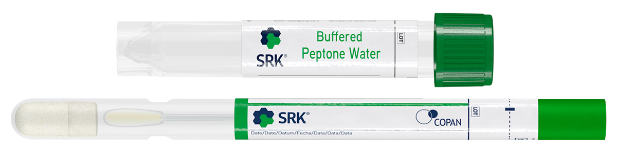 Buffered peptone water 1%, 10ml + regular flocked swab in tube, Copan