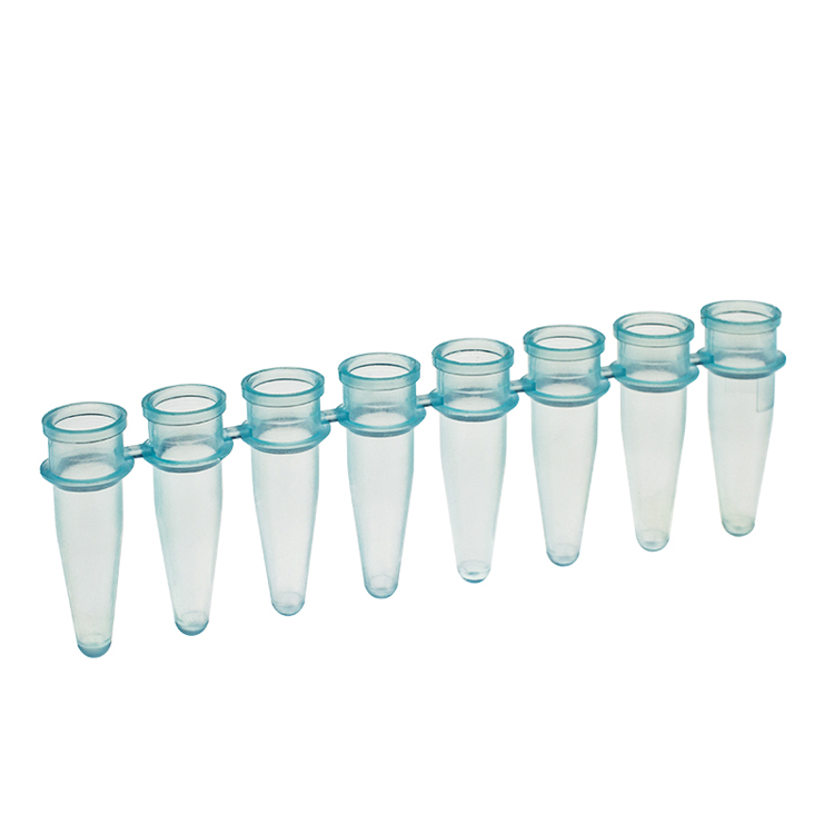 Strip van 8 microbuisjes 0.2ml blauw PCR, simport