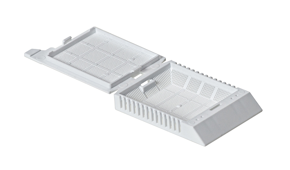 SuperFlo micro biopsie routine cassette, 1 compartiment with lid white, for cassette printer, Simport