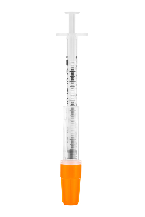 Sol-Guard insuline safety syringe, 1ml, 3-part syringe with needle 29G 1/2, Sol Millennium