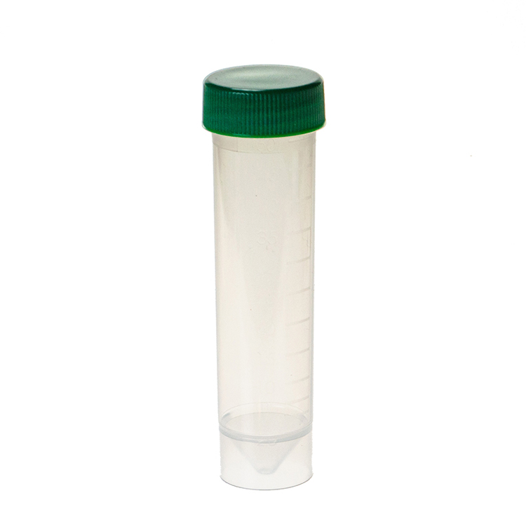 Tube 50 ml 30x115mm plp sterile avec bouchon à vis vert, Simport