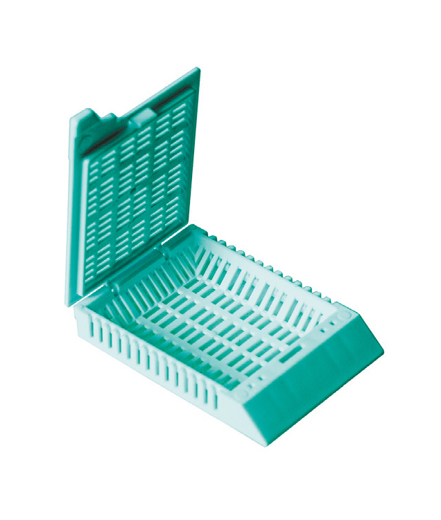 SuperFlo routine cassette, 1 compartiment with hinged lid aqua, in sleeves, Simport