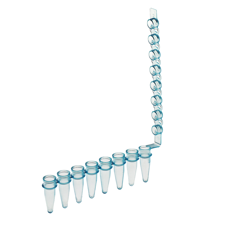 Strip of 8 microtubes 0.2ml with caps blue PCR, Simport