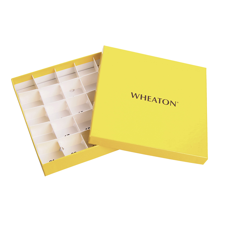 CryoELITE® Tissue vial box with lid, yellow, 130x130x25mm, numbered, Wheaton