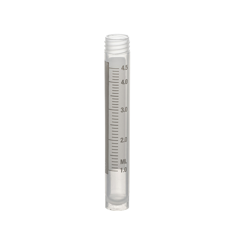 Sample tube 5ml, PP, flat bottom, graduation and white marking area, without cap, Simport