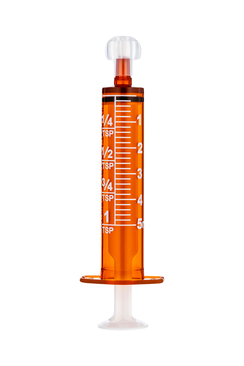 Sol-M orale syringe 5ml, with amber barrel and tip cap, Sol Millennium