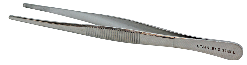 Forceps stainless steel, blunt serrated tip, 160mm, Cellpath