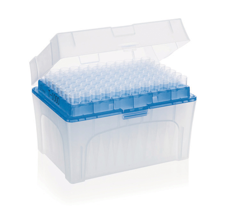 Tipbox, empty, with blue tip-tray for 1000µl tips, plp, stackable, Brand